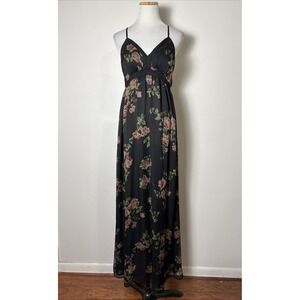 Jessica Simpson‎ Y2K Babydoll Maxi Dress Size L Whimsigoth Dark Romantic Floral